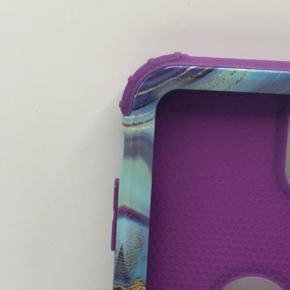 Shockproof iPhone 11 Cell Phone Case hard cover, Triple Layer, purple, gold